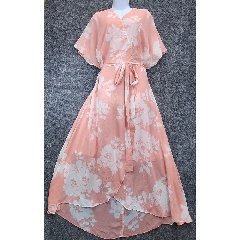 NWT Lane Bryant Plus Floral Chiffon High Low Wrap Maxi Dress Belted Size 22
